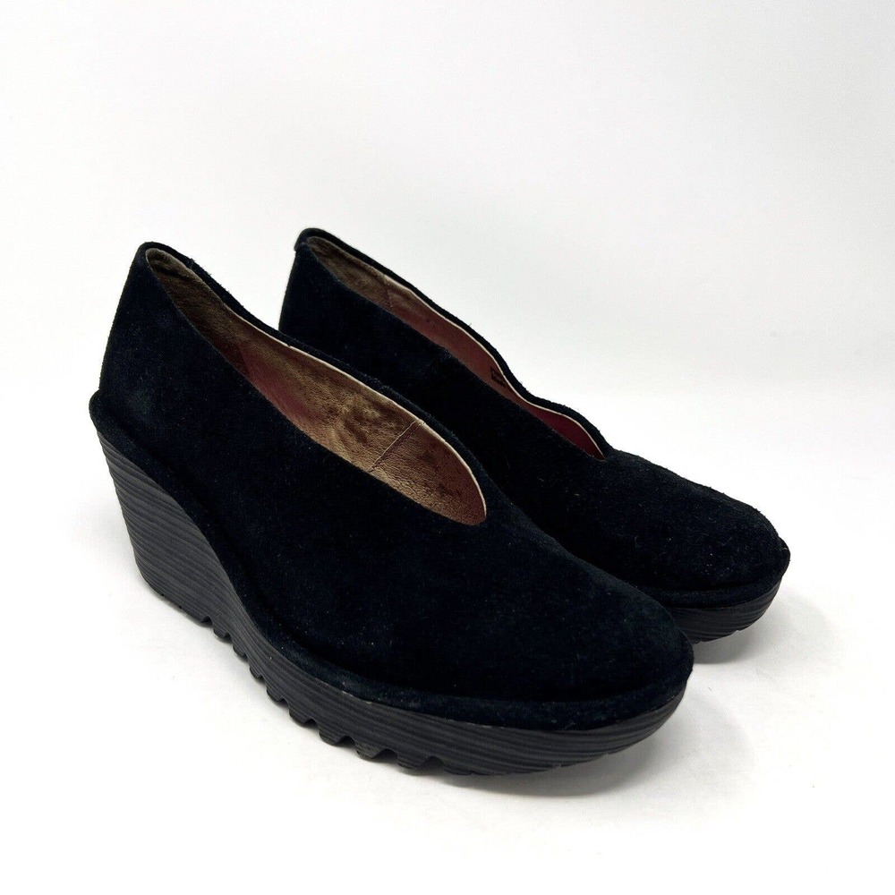 Fly London Black Wedges